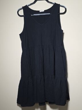 a.n.a Tiered Black Dress With Pockets Sleeveless Casual Flowy Large